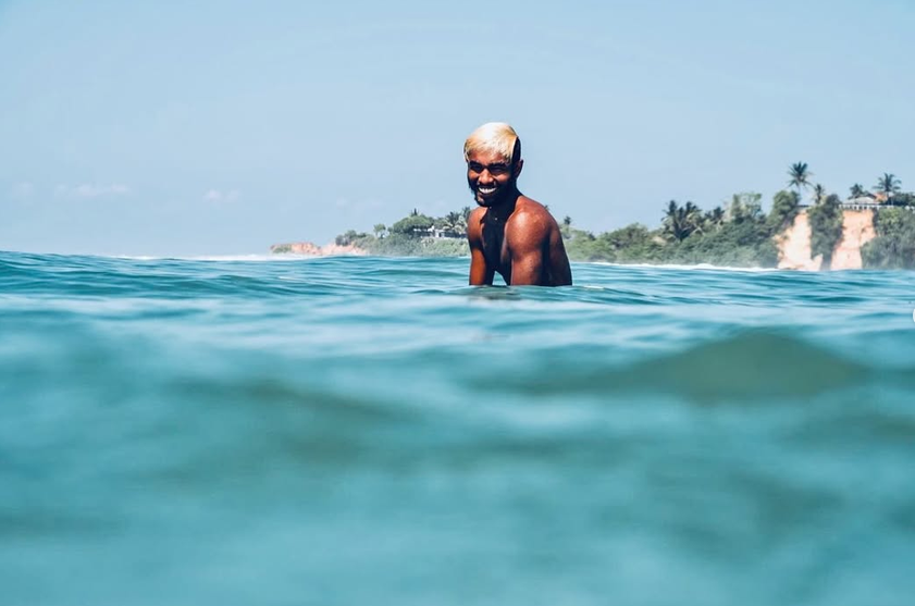 Surf lesson in the waves